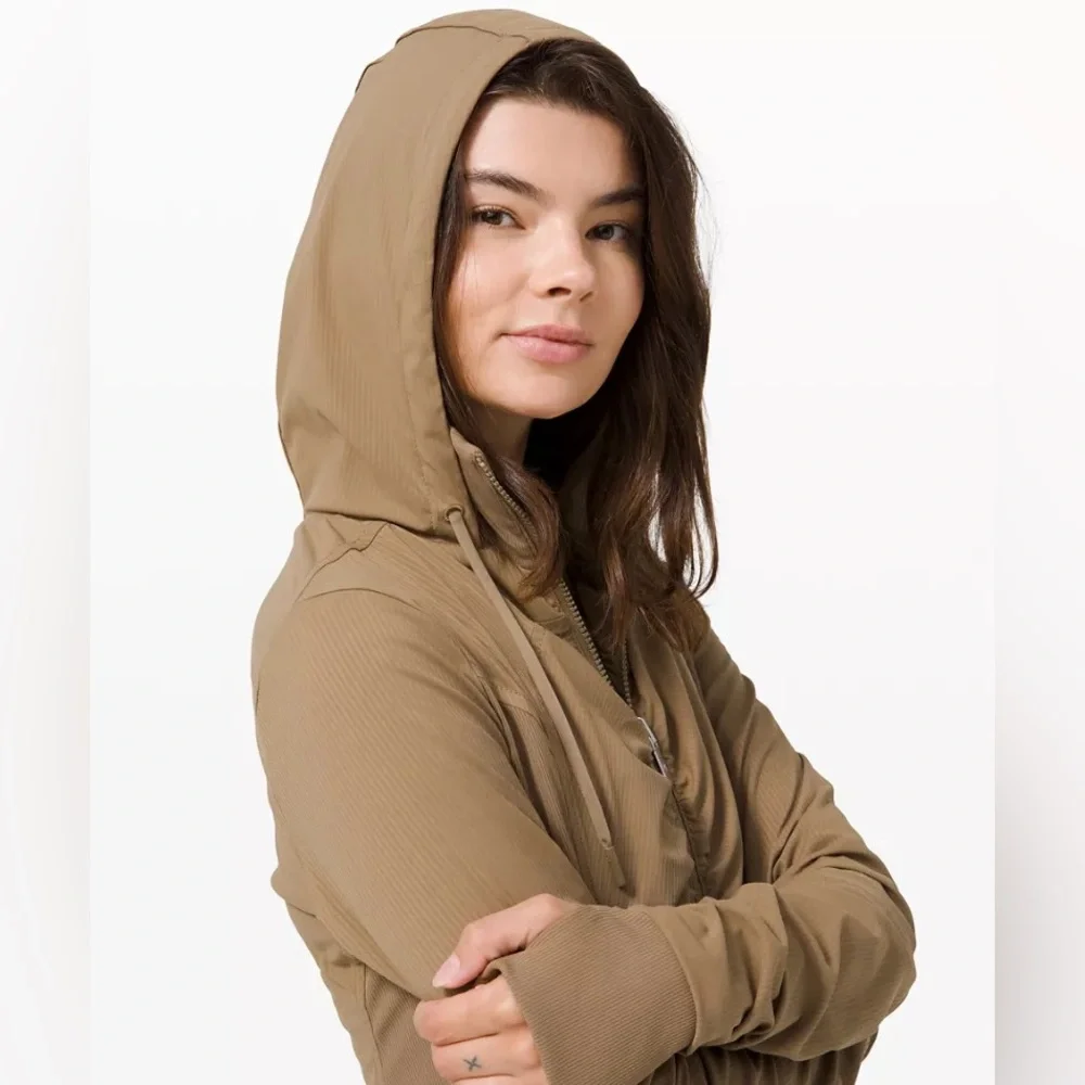 LuLulemon Beyond the Studio Beige Tan Brown Safari Hoodie Jacket 6 - Picture 3 of 16